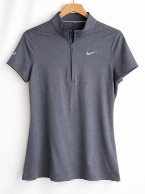Nike Dri-FIT Golf Quarter Zip Polo Grey Athletic Performance Minimalist Top
